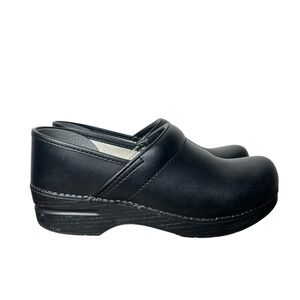 Dansko Professional Black Box Leather Clog Slip On Classic Nursing Work Comfort
